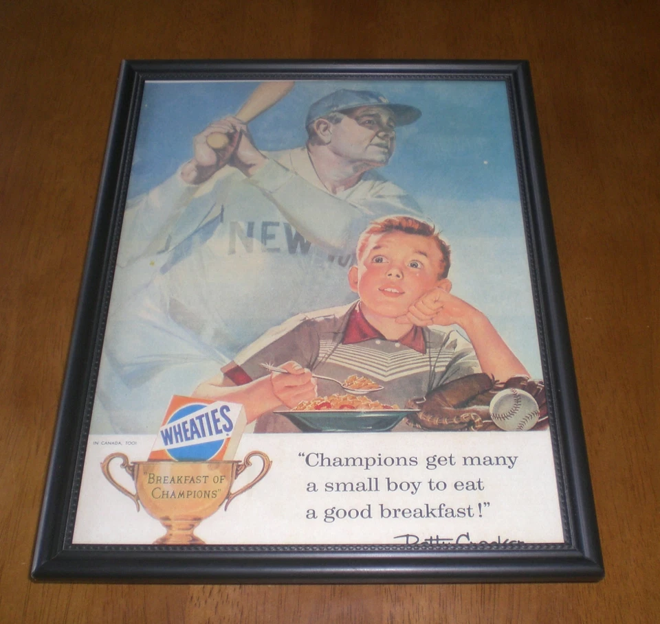 IMPRESIÓN DE ANUNCIOS A COLOR ENMARCADA WHEATIES BABE RUTH Foto 1 de 1