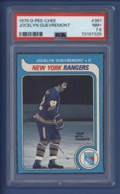 1979-80 O-PEE-CHEE #381 JOCELYN GUEVREMONT PSA 7.5 NM+ NEW YORK RANGERS - Image 1 of 2