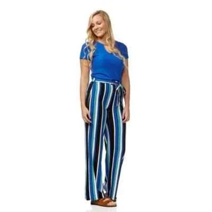 Bobbie Brooks Soft Comfy Wide Leg Pants Blue size L #NS5 - Picture 1 of 1