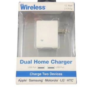 Cargador doméstico doble inalámbrico Just - 12 vatios/2,4 amperios - blanco - nuevo en caja - Imagen 1 de 4
