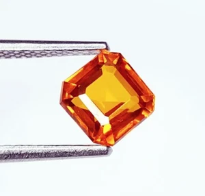 Gema suelta de zafiro naranja natural certificada de 1,57 quilates de corte cuadrado sin calefacción - Imagen 1 de 12