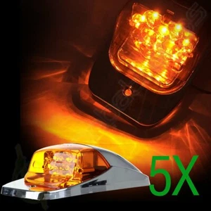 5pcs Amber Chrome 7 LED Cab Marker Lights for Peterbilt Kenworth Freightline - Picture 1 of 9