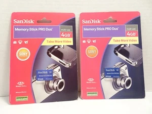 LOT 2 Sandisk 4GB Memory Stick Pro Duo PSP Memory Card Magic Gate NEW - Picture 1 of 4