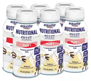 Equate Plus Complete Nutritional Protein Drink, Vanilla Shake, 8 fl oz, 6 Ct - Picture 1 of 5