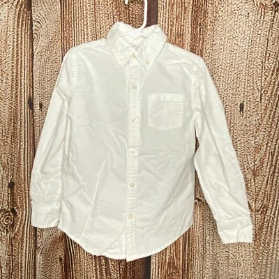 Camisa masculina manga longa Janie and Jack branca com botões tamanho 6 100% algodão - Imagem 1 de 4