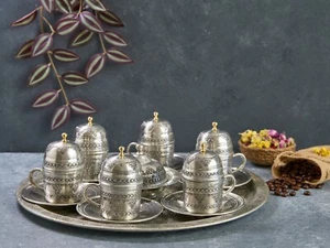 Copper Coffee Serving Set, Turkish Coffee Set, Copper Coffee Cups Tray - Picture 1 of 5