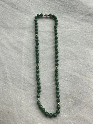 "Collar de cuentas de aventurina y oro de 14 quilates de 8 mm 22""" Foto 1 de 4