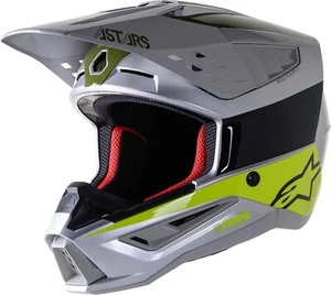 Alpinestars SM5 Bond Motocross Helmet Silver/Yellow/Green S-XL - Picture 1 of 4