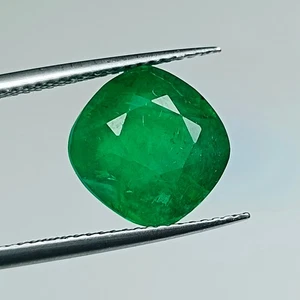 5.35 CT - Natural Zambian Emerald Cushion Shape Good Luster Green Gem - 9597 - Picture 1 of 3
