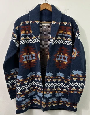Lucky Brand Womens Cardigan Sweater Size M Multicolor Aztec Coatigan Long Sleeve - Image 1 of 4