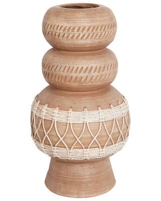 Boho-Blumenvase Magnesium Blumentopf für drinnen und draußen Hellbraun Almiros - Bild 1 von 4