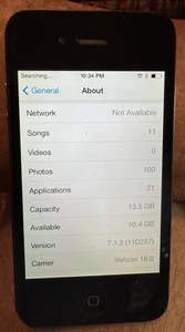 iPhone 4 Black (Verizon) A1349 16GB CDMA Fast Ship Very Good Used IOS 7.1.2 Cool - Picture 1 of 5