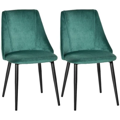 HOMCOM Sedie Moderne e Imbottite da Salotto Soggiorno Set 2 Pz Verde - Immagine 1 di 4
