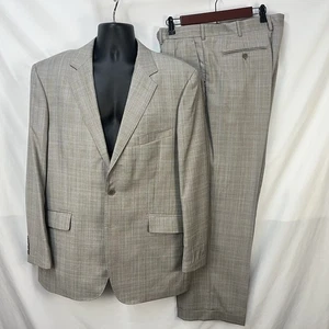 ERMENEGILDO ZEGNA TUCH TROFEO WOLLE GRAU GLEN KARIERT 2-TEILIG ANZUG 44R 48" BRUSTUMFANG 40X29 - Bild 1 von 14