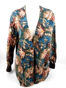 Peaches Batik Tie-Dye Scrub Jacket Teal Blue & Brown Vet Medical Nursing XL - Picture 1 of 5