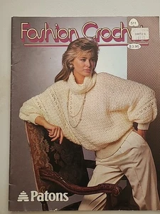 Patons Fashion Crochet Patterns  1986 Mod Preppy Retro Sweaters Sweater Pattern - Picture 1 of 7