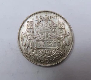 WWII Canada Re Giorgio VI grande argento 50 centesimi 1945 SCARSO BELLO - Foto 1 di 2