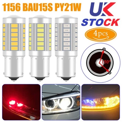 4X 581 Bau15s Py21w Led Indicator Amber Canbus Light Bulbs Signal 1156 Car Bulb - Image 1 of 4