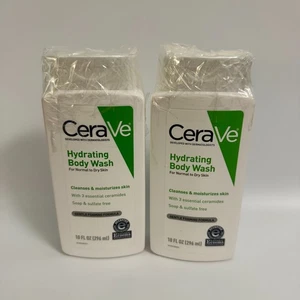 CeraVe feuchtigkeitsspendendes Duschgel 10 flüssige Unzen normale trockene Haut reinigt Feuchtigkeit 2er-Pack - Bild 1 von 6