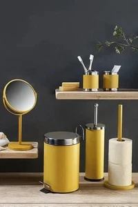 Edelstahl 6-teiliges Badezimmer Set Accessoires Set Ocker - Bild 1 von 7