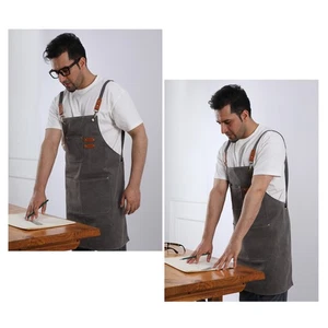 Barber Apron Canvas Work Apron Multi-function Pockets Detachable Strap UK7 - Picture 1 of 7