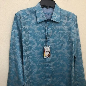 ROBERT GRAHAM Mens Small Poseidon Long Sleeve Shirt Classic Fit Turquoise $198 - Picture 1 of 14
