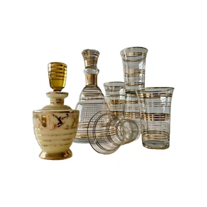 Set of Belgian Verreries de Laeken Glassware - Carafe, Six Water Glasses, and Op - Picture 1 of 9