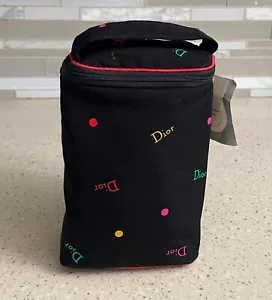 CHRISTIAN DIOR Black Travel Makeup Bag Zipper Vanity Case Vintage NWT RARE - Picture 1 of 7