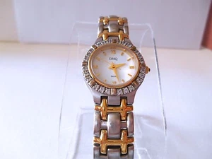 DMQ 7635 Silvertone/Goldtone Rhinestone Ladies Watch - New Battery - Picture 1 of 7