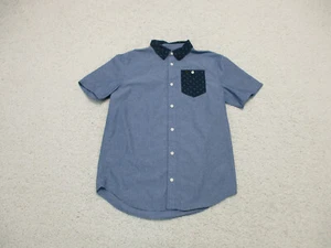 Lee Button Up Shirt Extra Large Youth Blue Casual Pocket Classic Fit Logo Boys - Picture 1 of 9