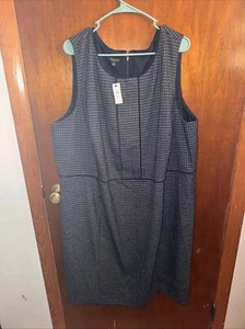 Nuevo con etiquetas Vestido midi Talbots Plus para mujer azul marino pata de gallo talla 24W - Imagen 1 de 8