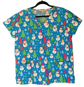 Gabby Brooke Women's Christmas Snowman Nurses Scrub Size M - Picture 1 of 4