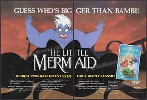 LA SIRENITA - Original 1990 impresión comercial ANUNCIO/ANUNCIO__ Vid de Disney promoción - Imagen 1 de 3