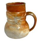 Studio Art Pottery Brown Beige Stoneware Mug Cup Hand Thrown Glazed 4.5” Asian