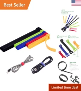 60 Stück Premium wiederverwendbare Befestigungskabelbinder - verstellbar - 3 Größen/5 Farben - Bild 1 von 9