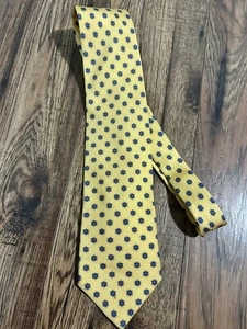 Corbata para hombre Brooks Brothers Makers pura seda amarilla con acianos azules - Imagen 1 de 5