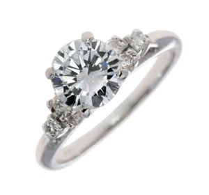 Estate 18KT White Gold 1.3 ct Centerstone Diamond Engagement Ring, 1.48 ctw - Picture 1 of 4