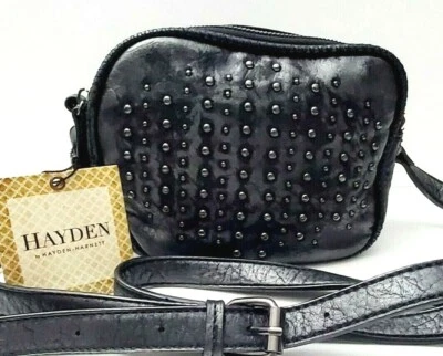 Bolso Bandolera Hayden Harnett Emma Negro Envejecido Tachonado Cámara Nuevo con Etiquetas  Foto 1 de 4