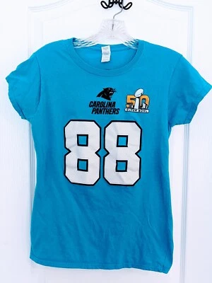 Carolina Panthers T-shirts Super Bowl 50 Number 88 Olsen Women's Size Medium - Image 1 of 3