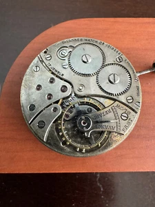 VINTAGE 12 SIZE TAVANNES POCKET WATCH MOVEMENT KEEPING TIME FANCY DIAL W/ ROSES - Picture 1 of 2