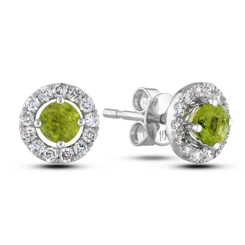 10K White Gold, Gemstone & 1/5 Cttw Diamond 4 Prong Birthstone Stud Earrings - Image 1 of 1