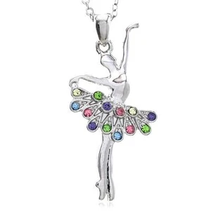 Colorful Ballerina Necklace Pendant Ballet Dance Recital Gift Charm for Girls - Picture 1 of 1
