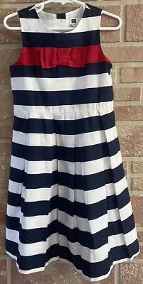 Vestido Janie and Jack Niña Rayas Sin Mangas Azul Marino Blanco Rojo Talla 5 Foto 1 de 4