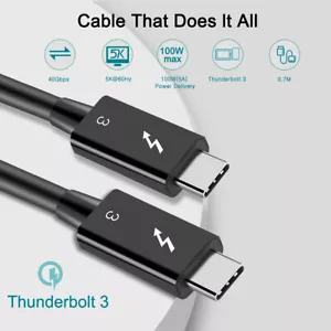 Genuine Thunderbolt 3 Cable USB C 20V 5A 40Gbps Superspeed 100W 5K UHD Display - Picture 1 of 7