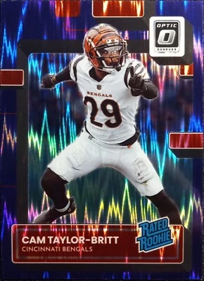 2022 Donruss Optic Cam Taylor-Britt RC Bengals Purple Shock Prizm #271 SP NM-MT - Image 1 of 2