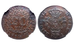 Portugal - Açores, 20 Reis 1795 D.Maria l NGC MS61 - Picture 1 of 2