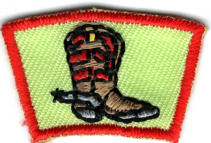 COWBOY BOOT SEGMENT Iron On Patch Small Scouts Boy Girl Cub Camping  - Image 1 of 1
