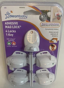 Dreambaby Adhesive Mag Lock 4 Locks 1 Key Hidden from Baby Cabinets & Drawers - Picture 1 of 5