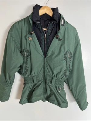 Chaqueta De Esquí De Colección Años 80 BOGNER Mujer Talla S/M Verde Bordada Estilo Occidental Sin Cinturón Foto 1 de 4