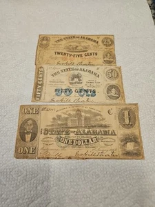 Civil War Confederate Currency State of Alabama One Dollar $1 Jan Signed - Picture 1 of 20